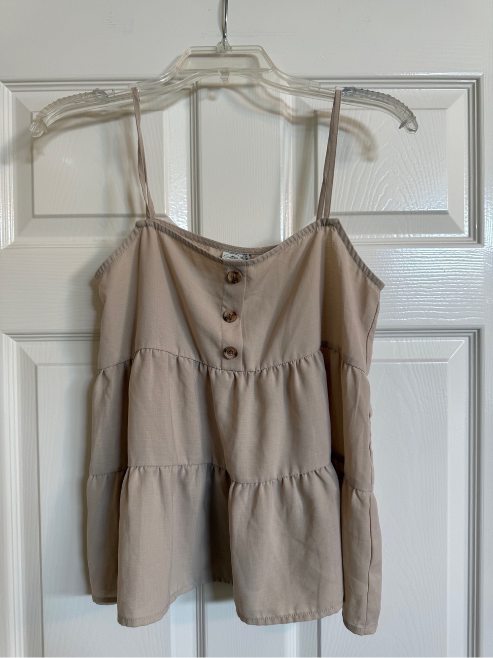 Paper Crane Sand Taupe Textured Fabric Tank Top XS